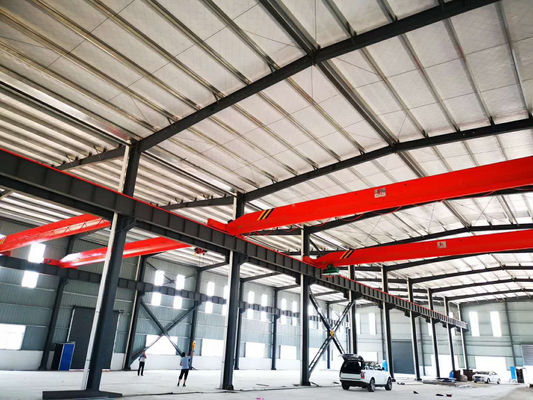 Oficina pré-fabricada com estrutura de aço Q235B Q355B, grande vão, pronta para guindaste