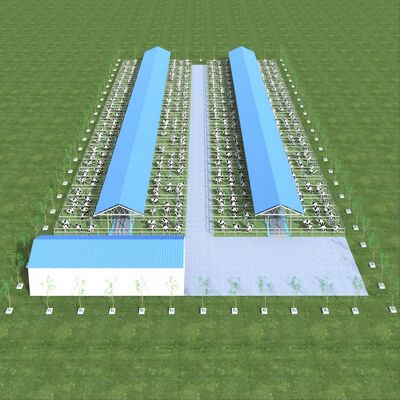 Projeto Fornecimento Estrutura moderna de aço Churrasqueira de laticínios Churrasqueira de gado de metal com sistema de ventilação