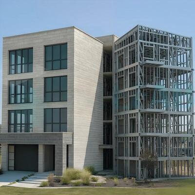 Construção de um hotel de estruturas de aço pré-fabricadas de vários andares, com proteção sísmica