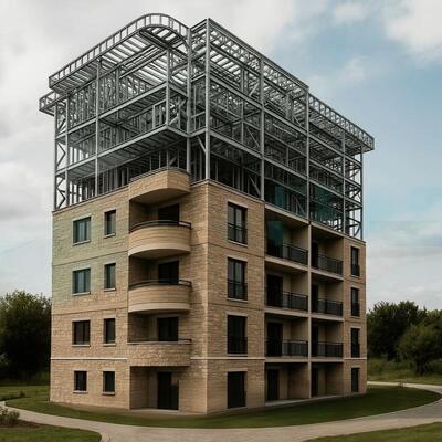 Construção de um hotel de estruturas de aço pré-fabricadas de vários andares, com proteção sísmica