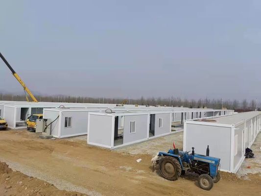 Casa contêiner pré-fabricada de aço galvanizado com painéis de lã de vidro